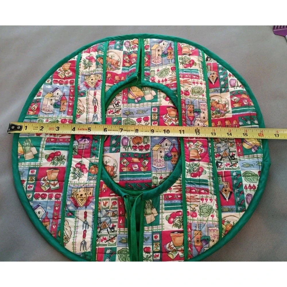 Vintage Handmade Casserole Dish Carrier 2 Handles Thick All Cloth Quilted Round